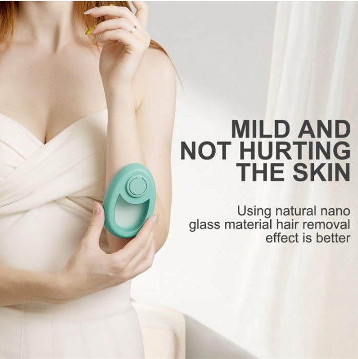 Velou Smooth Eraser being used on leg in circular motion — painless hair removal