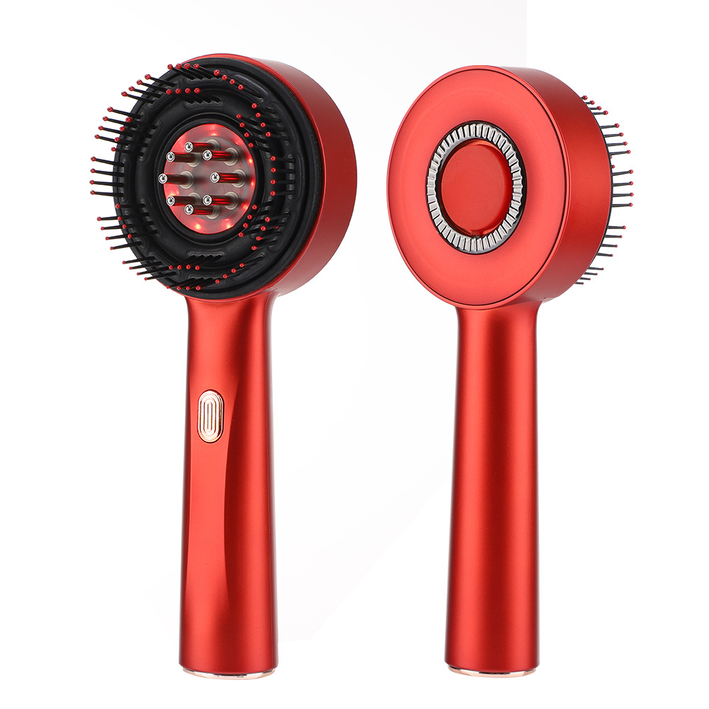 Velou Grow scalp massage comb front and back view showing red light array and massage bristles