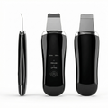Velou Prep ultrasonic skin scrubber in black shown from three angles with mode labels